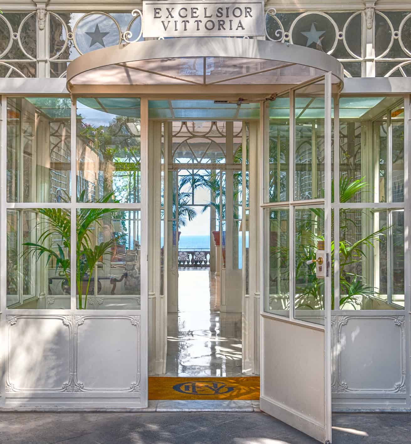 The entrance to the Grand Hotel Excelsior Vittoria in Sorrento