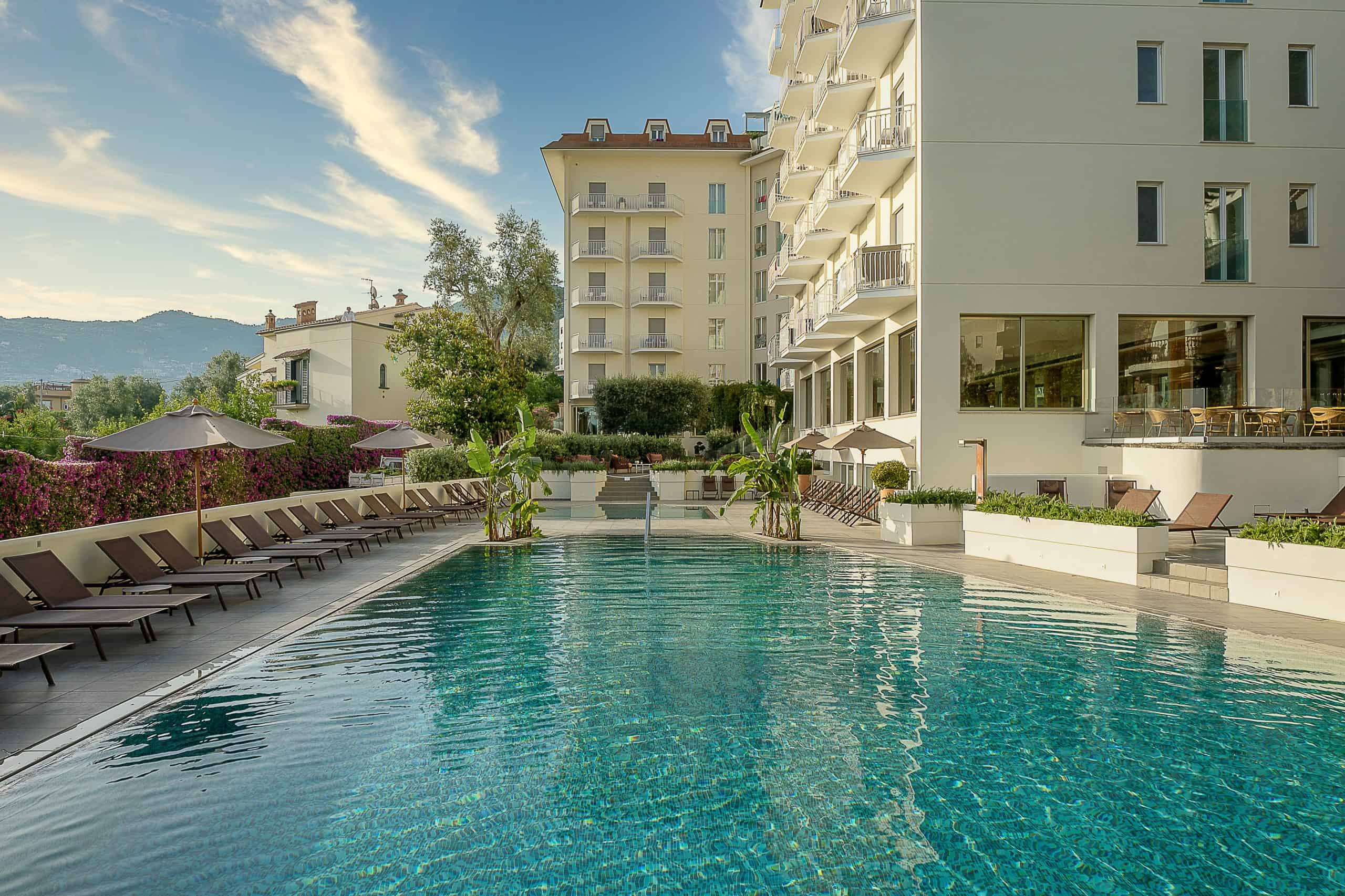 The large swimming pool at Hotel Conca Park, a hotel in Sorrento
