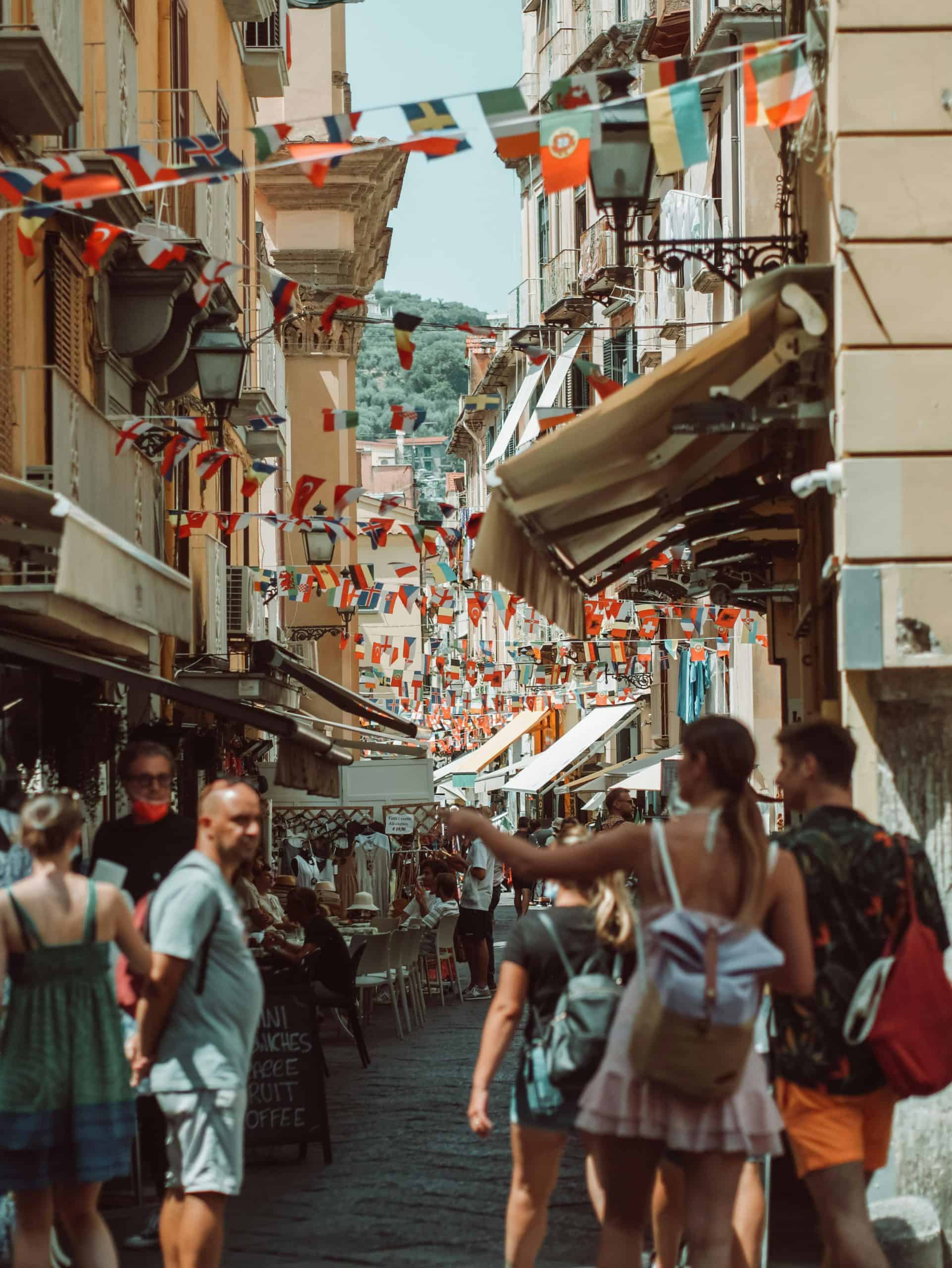 People shopping in the walkways of Sorrento