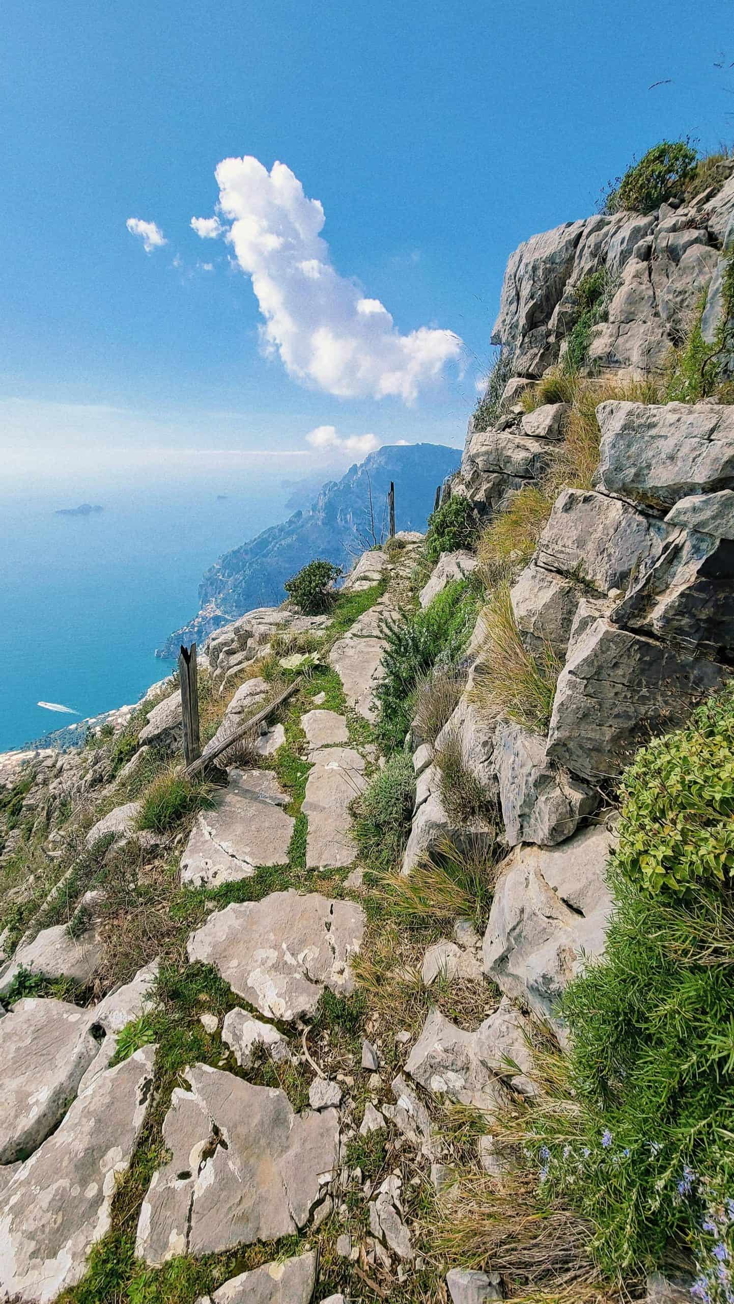 A mountain trail overlooking the coast