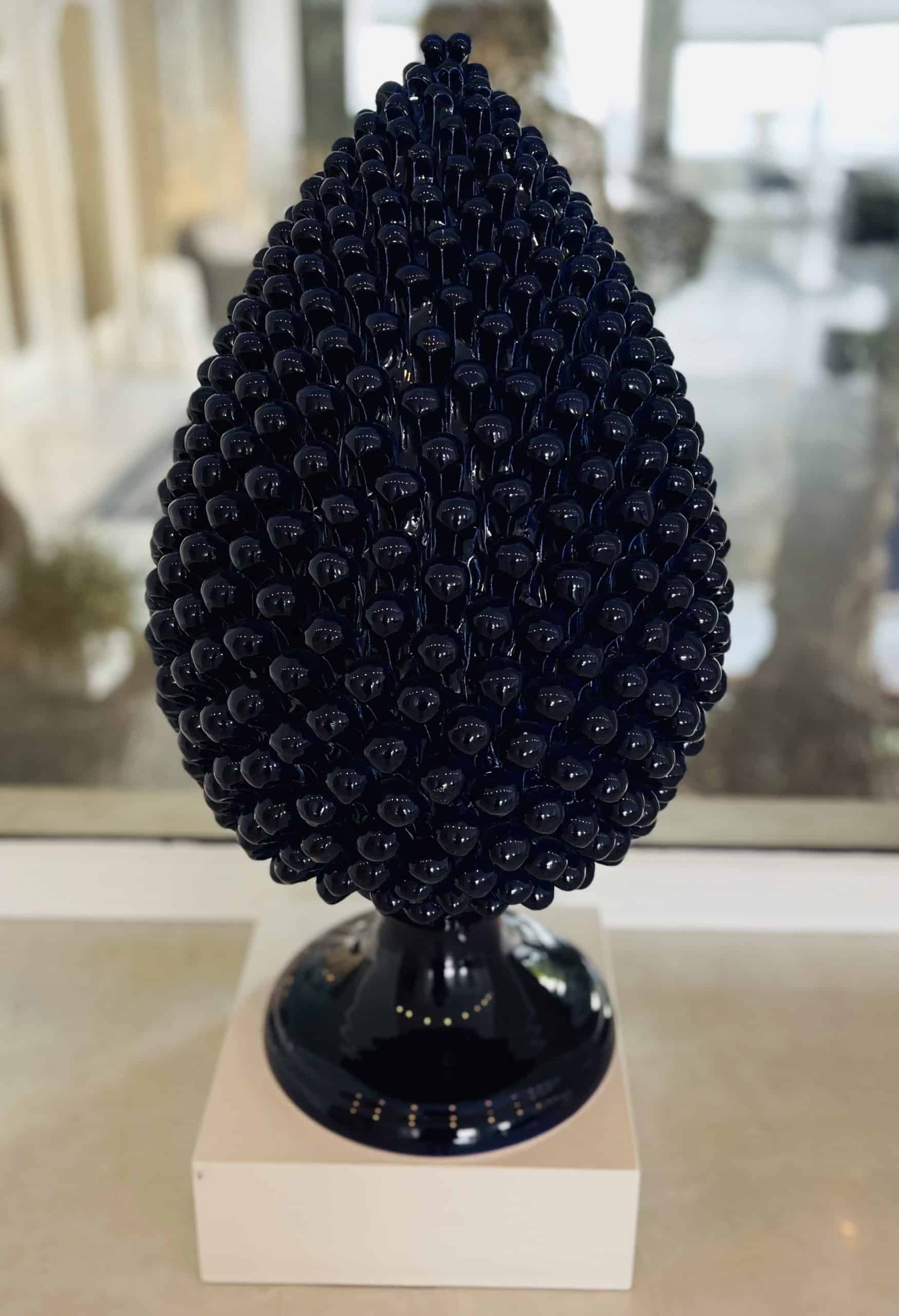 Dark blue ceramic Sicilian pine cone