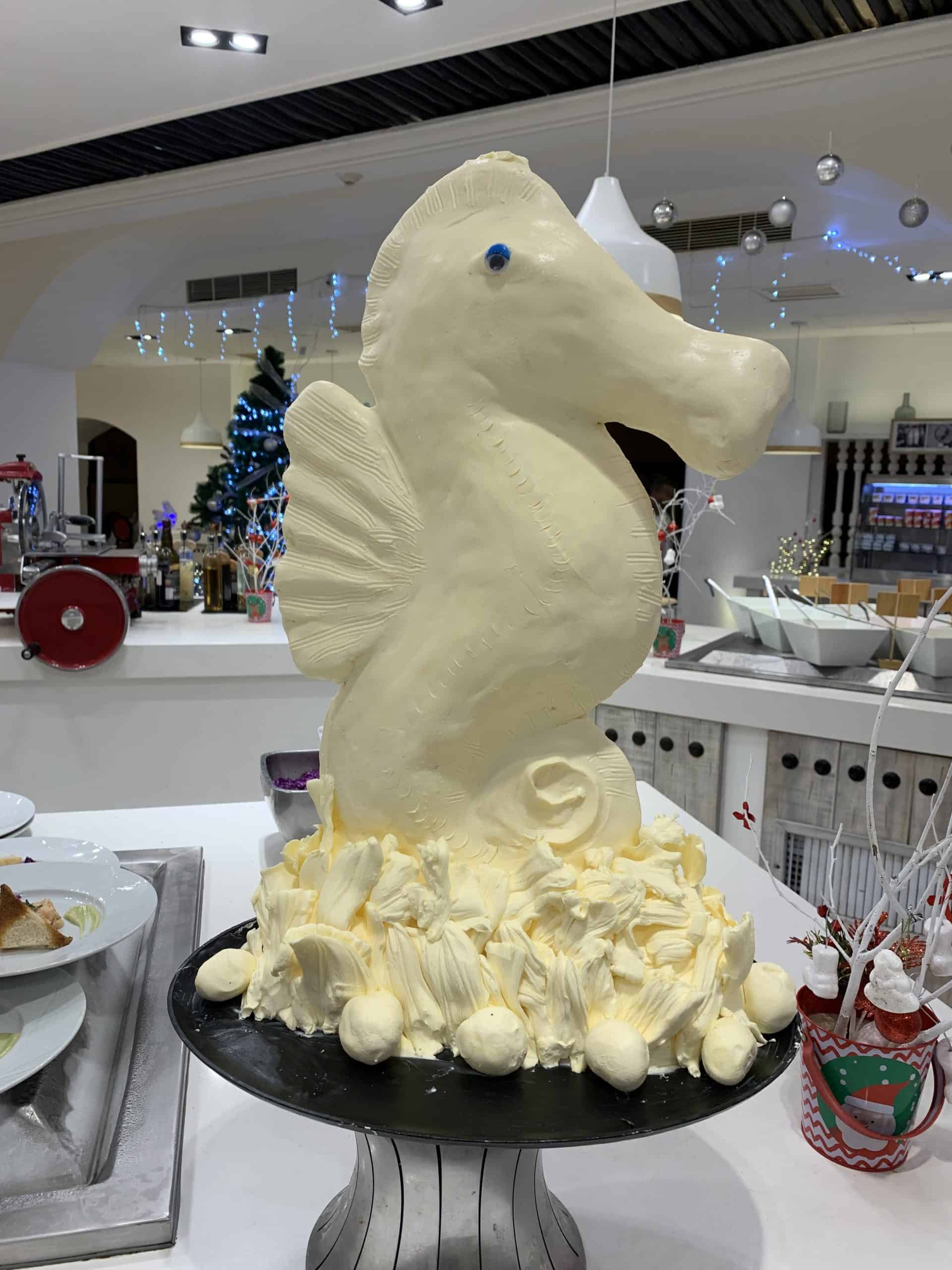 A seahorse made out of butter