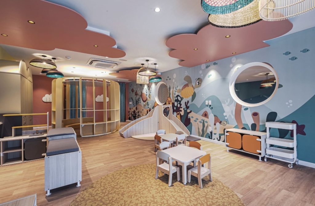 kids playroom with table and chairs