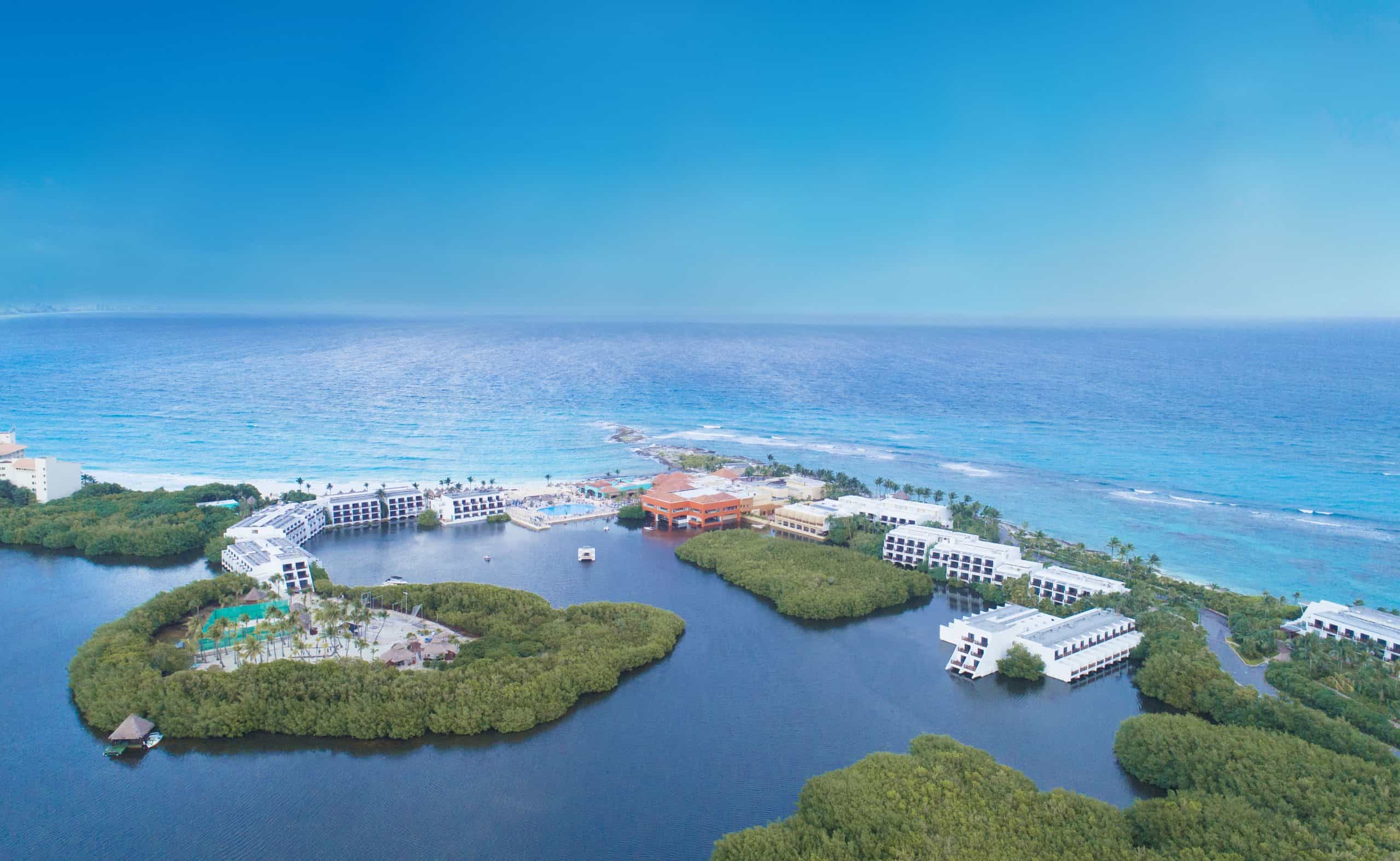 hotel resort surrounded by ocean water