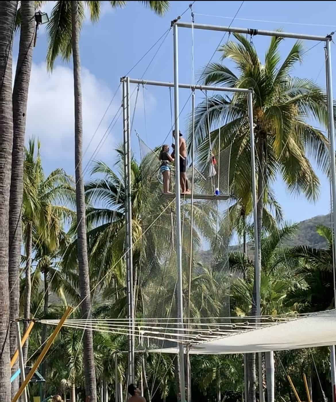Girl ready to jump from trapeze