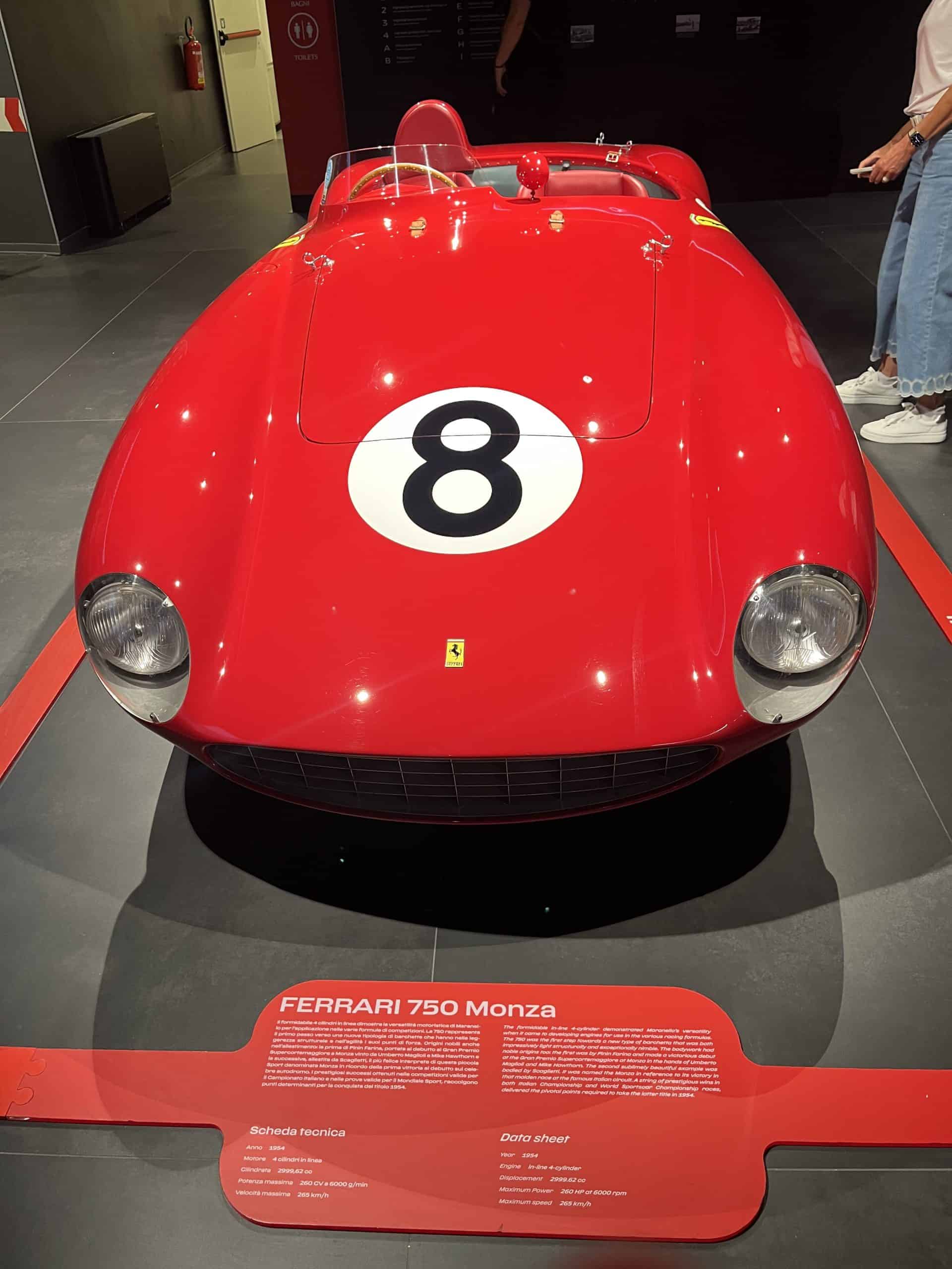 Front of a red Ferrari 750 Monza