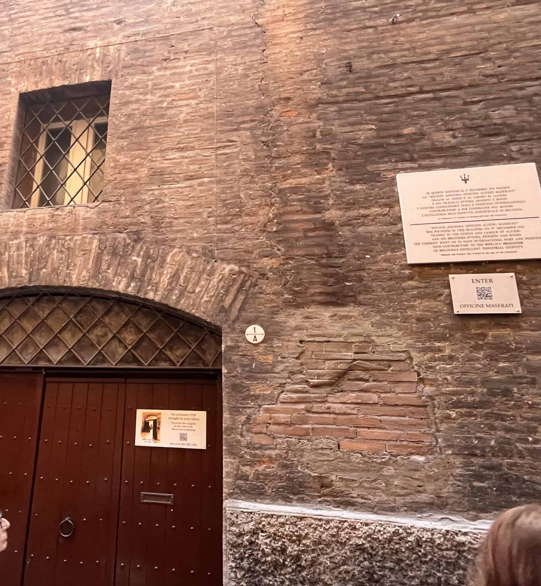 Exterior of the original Maserati office building in Bologna