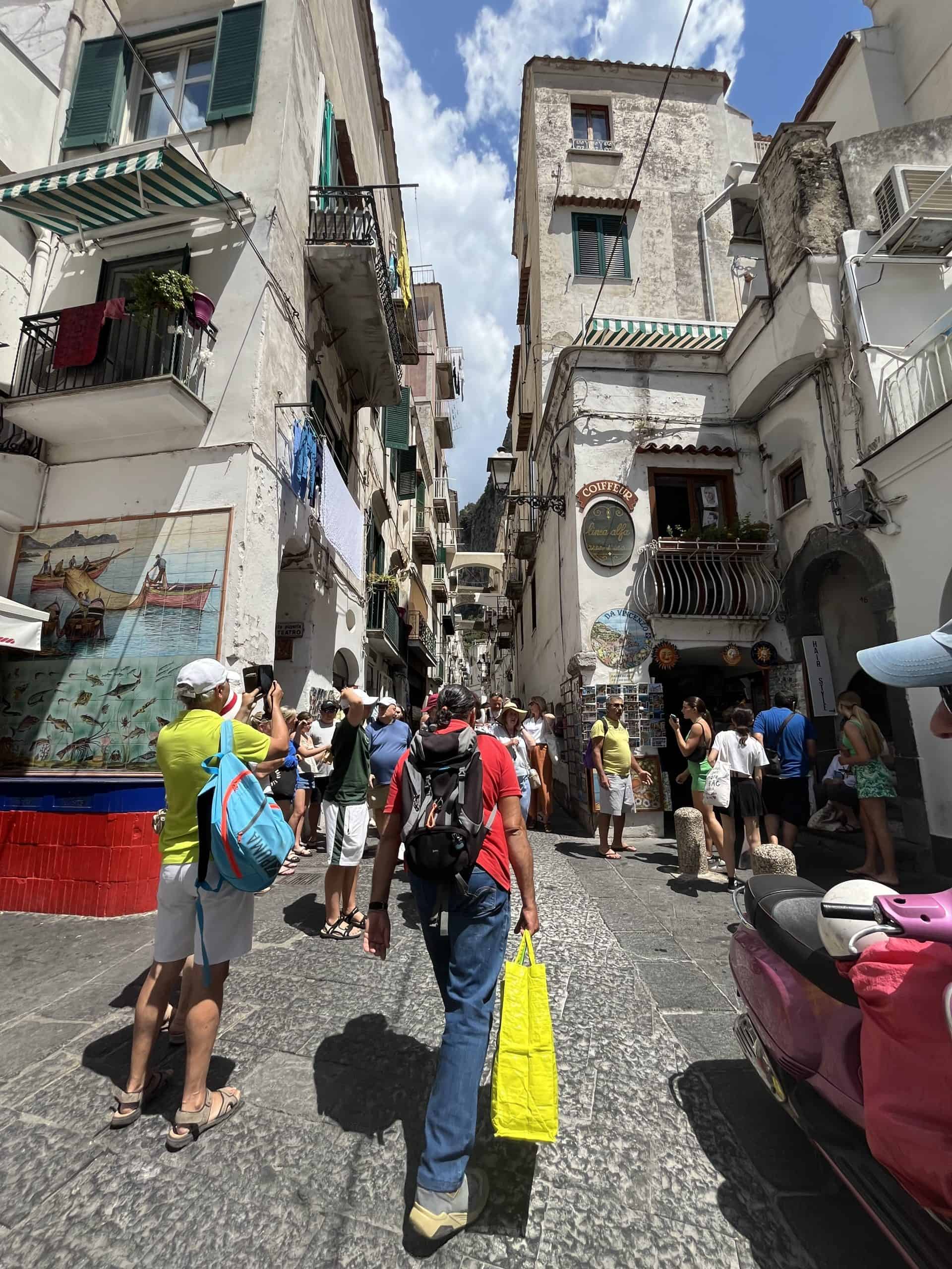 People walking in the town of Amalfi