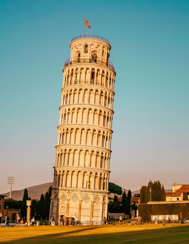 Leaning Tower of Pisa at sunset