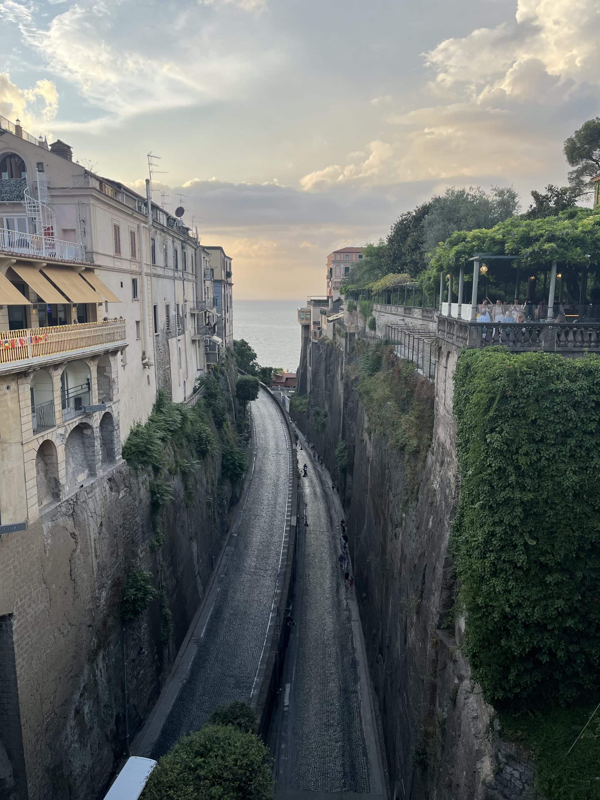 A road in Sorrento  between two large cliffs
