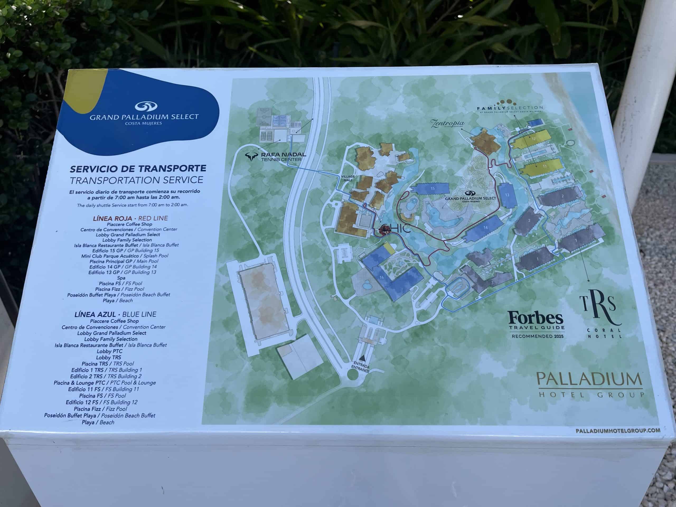 resort map of Grand Palladium Select Costa Mujeres 