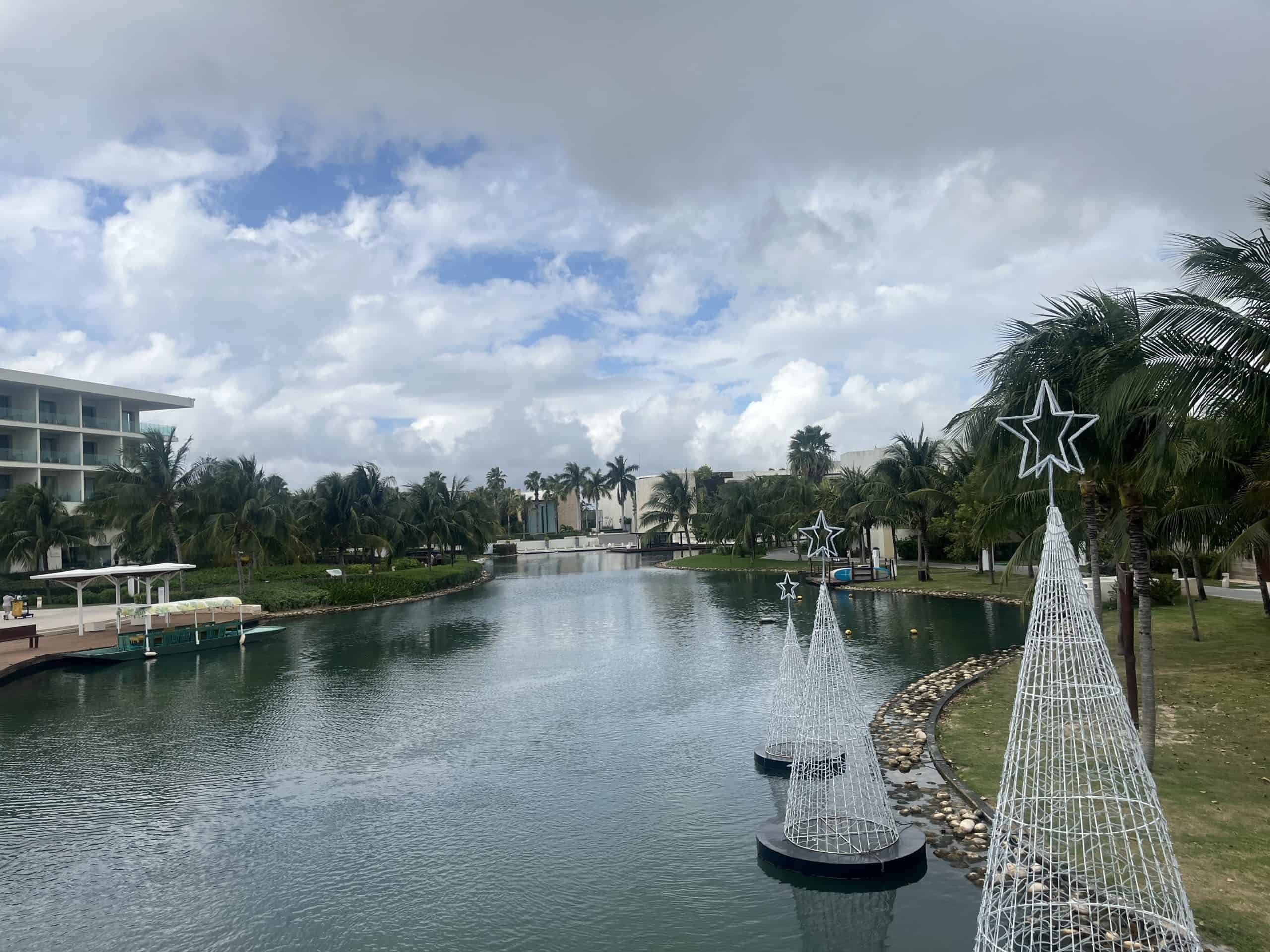 Resort lagoon and buildings