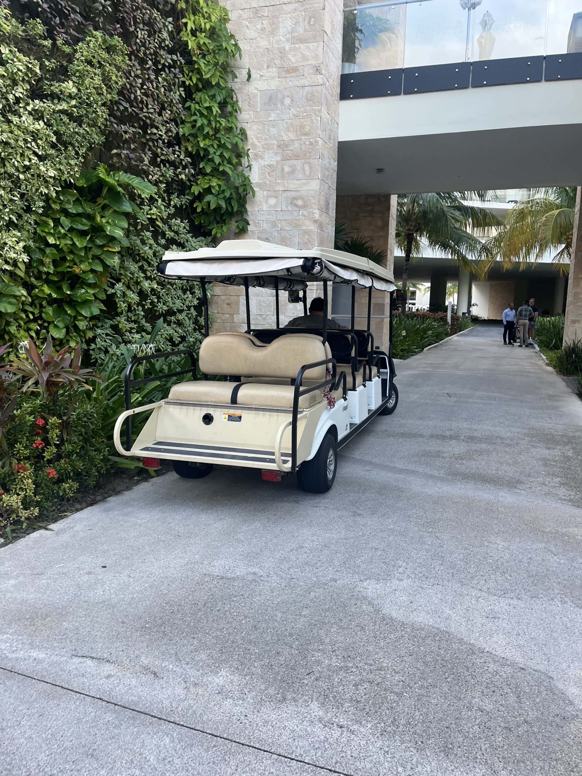 A golf cart at a resort
