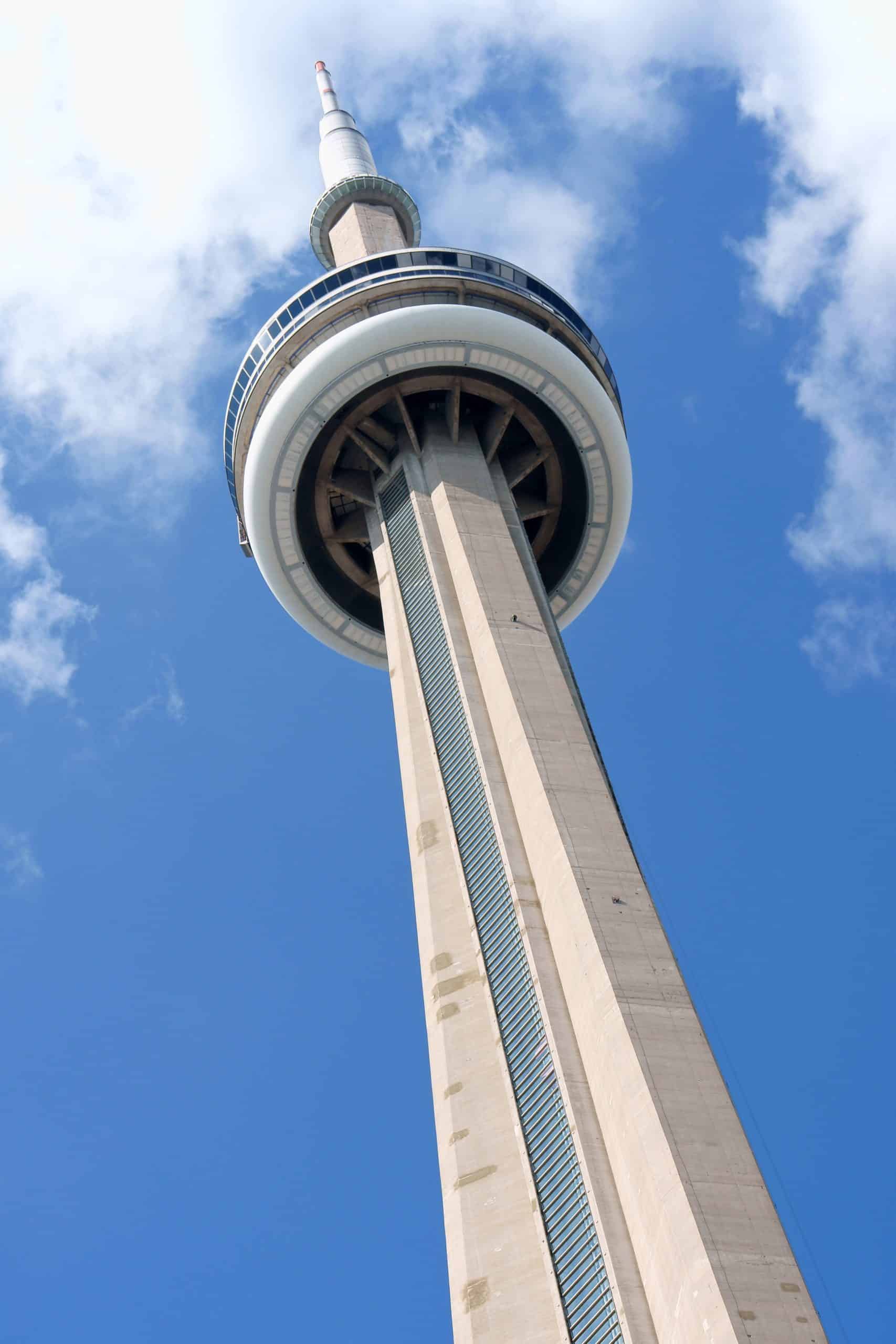 CN Tower with blue sky in the background