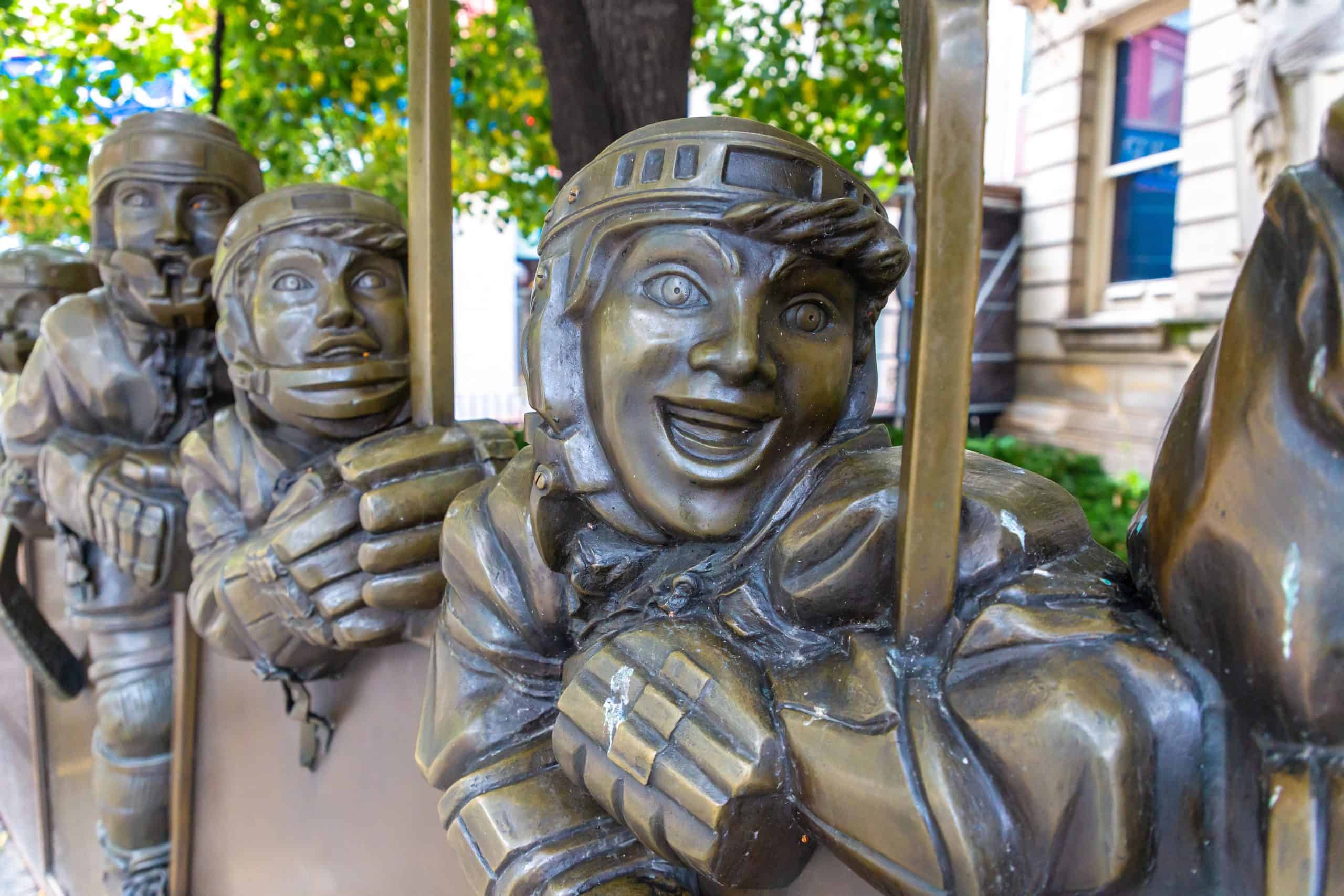 bronze statues of hockey players