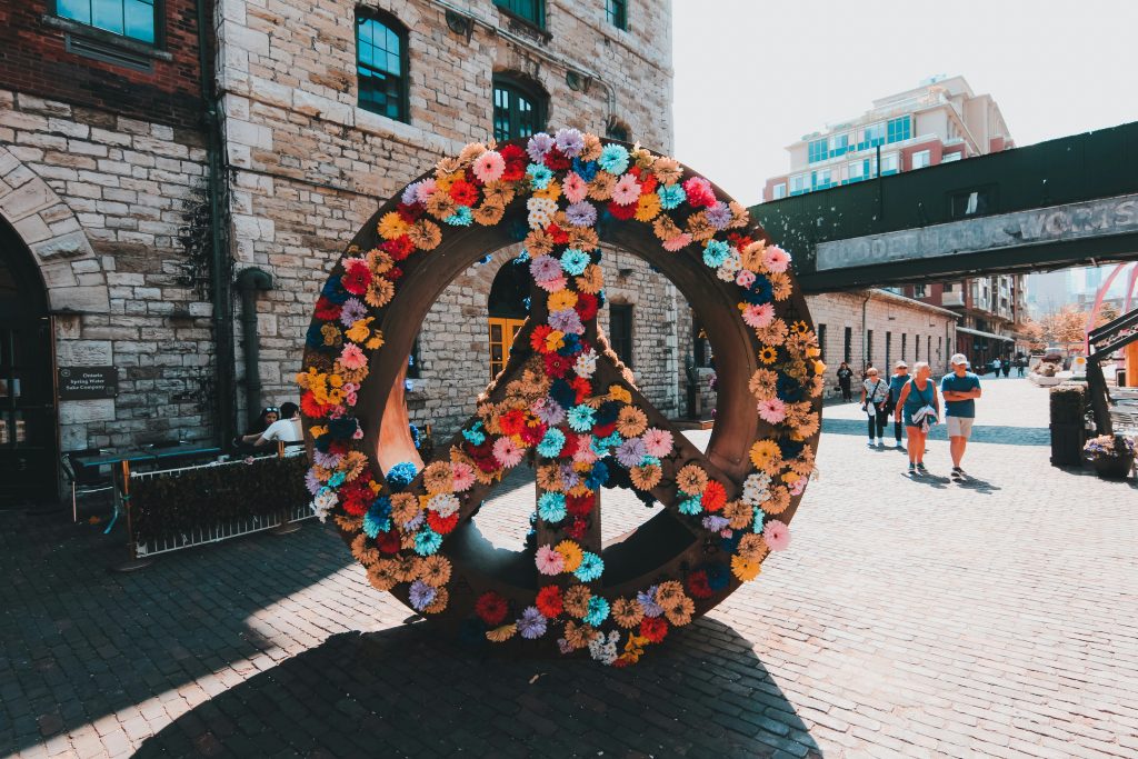 Peace symbol filled with flowers